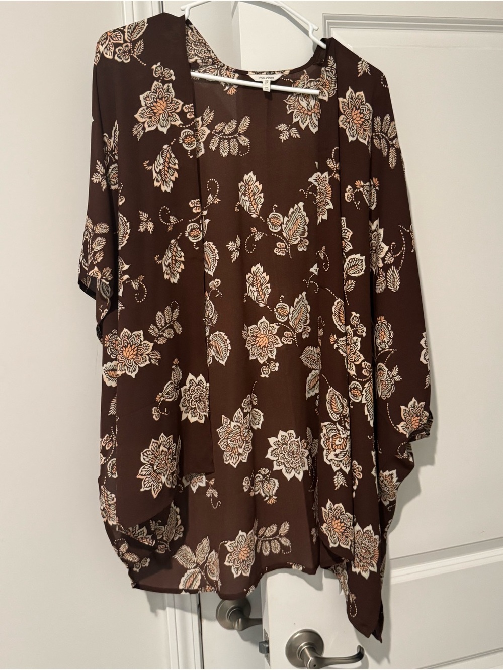 Maurices Brown Floral Open-Front Kimono